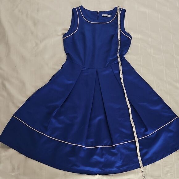 Royal Blue Fit and Flare Midi Dress for Wedding Guest - Picture 13 of 16